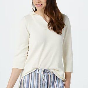 Denim & Co Naturals Hooded Pullover Sweater  6931